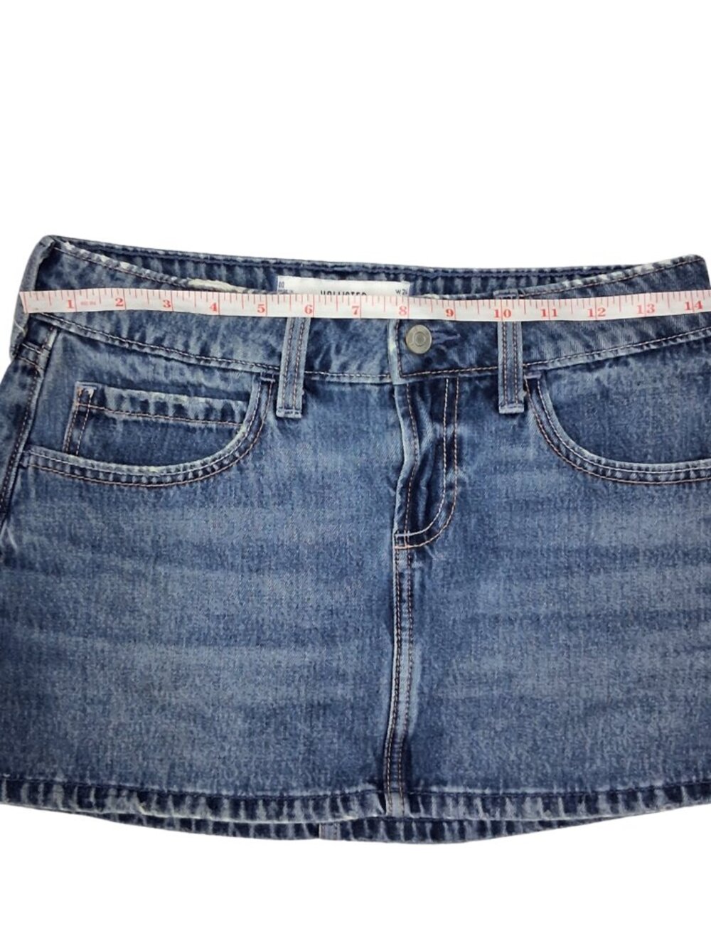 Hollister Denim Skort Women 00 Blue Jean Mini Skirt Built In Shorts Y2K Low Rise - Picture 4 of 10